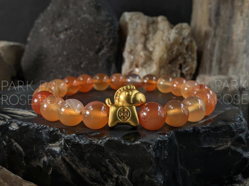 2026 Year of the Fire Horse Bracelet: Red Carnelian, Amethyst, Lapis, Onyx, Tiger's Eye, Citrine