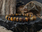 Faceted Rondelle Natural Tiger's Eye Bracelet: Buddha, Pixiu, Stainless Steel (8mm)