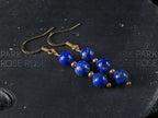 Natural Undyed Chilean Lapis Lazuli Gemstone Earrings, 24K Gold Filled (6mm)