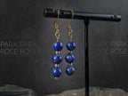 Natural Undyed Chilean Lapis Lazuli Gemstone Earrings, 24K Gold Filled (6mm)