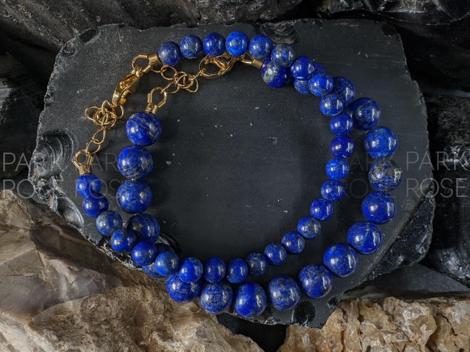 Natural Undyed Chilean Lapis Lazuli Gemstone Bracelet