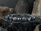 Silver Leaf Jasper & Certified Gibeon Meteorite Bracelet (7mm)