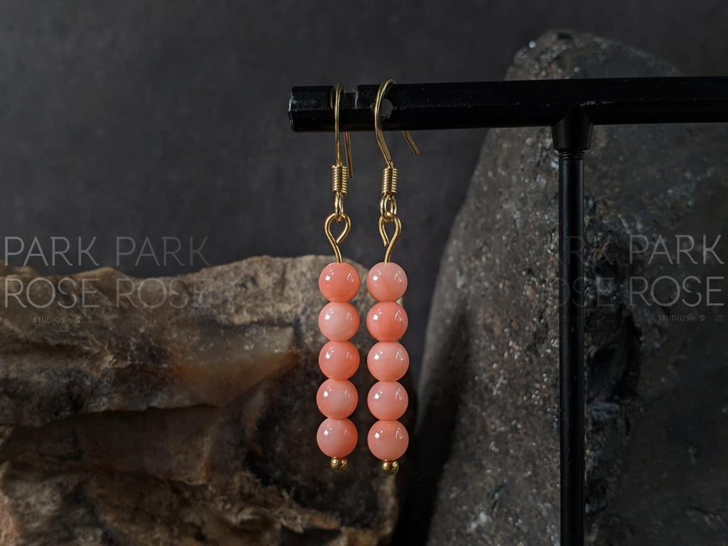 Pink or Red Coral Earrings (4mm)