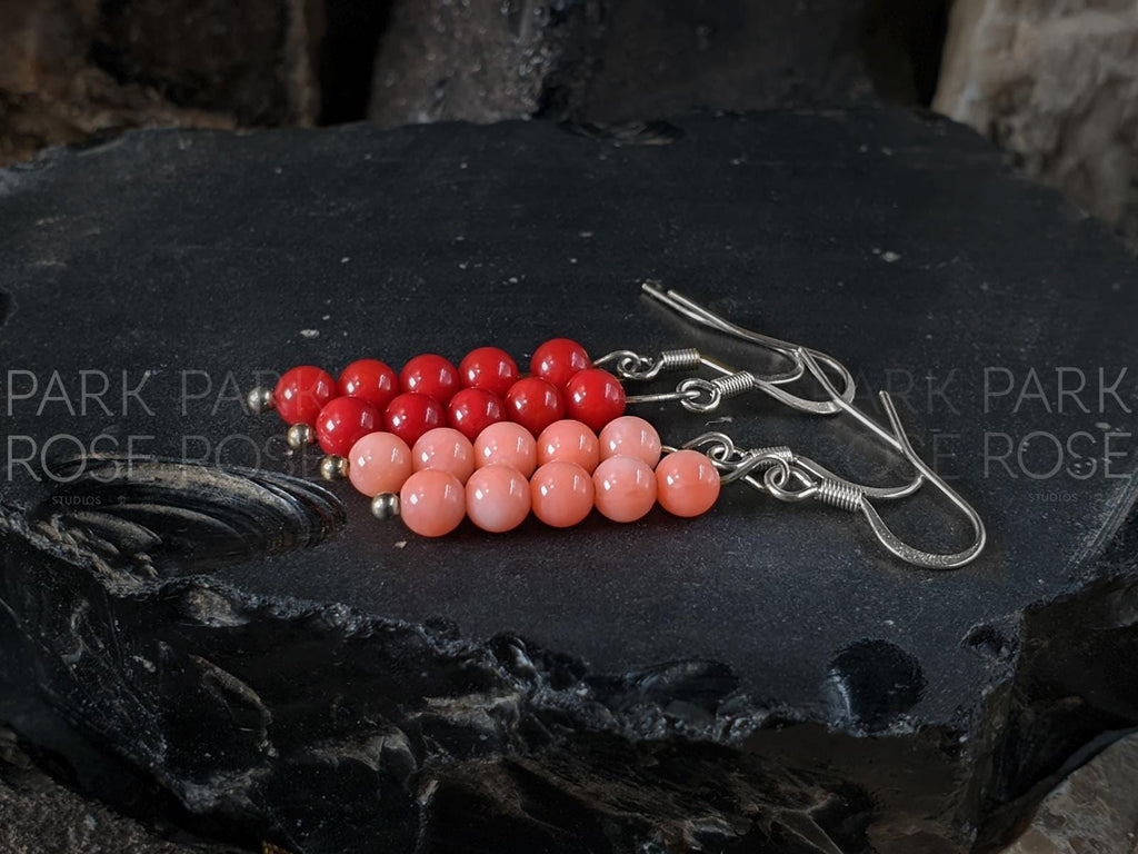 Pink or Red Coral Earrings (4mm)