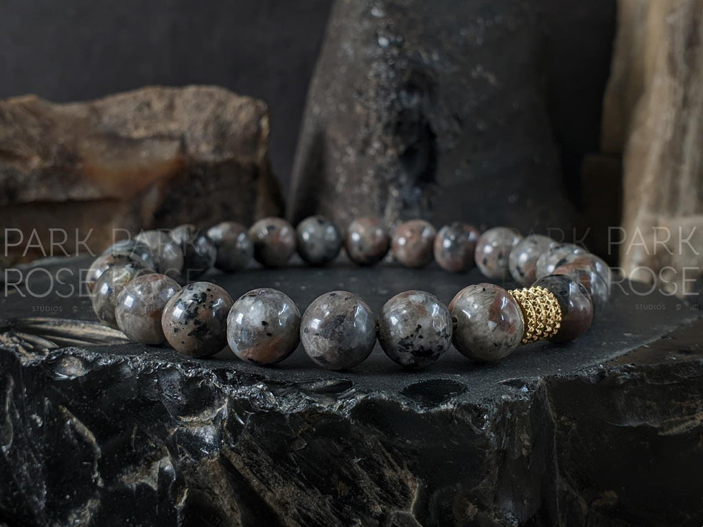 Natural Fluorescent Syenite Rock (Glows under UV Light) Bracelet: (8/10mm)