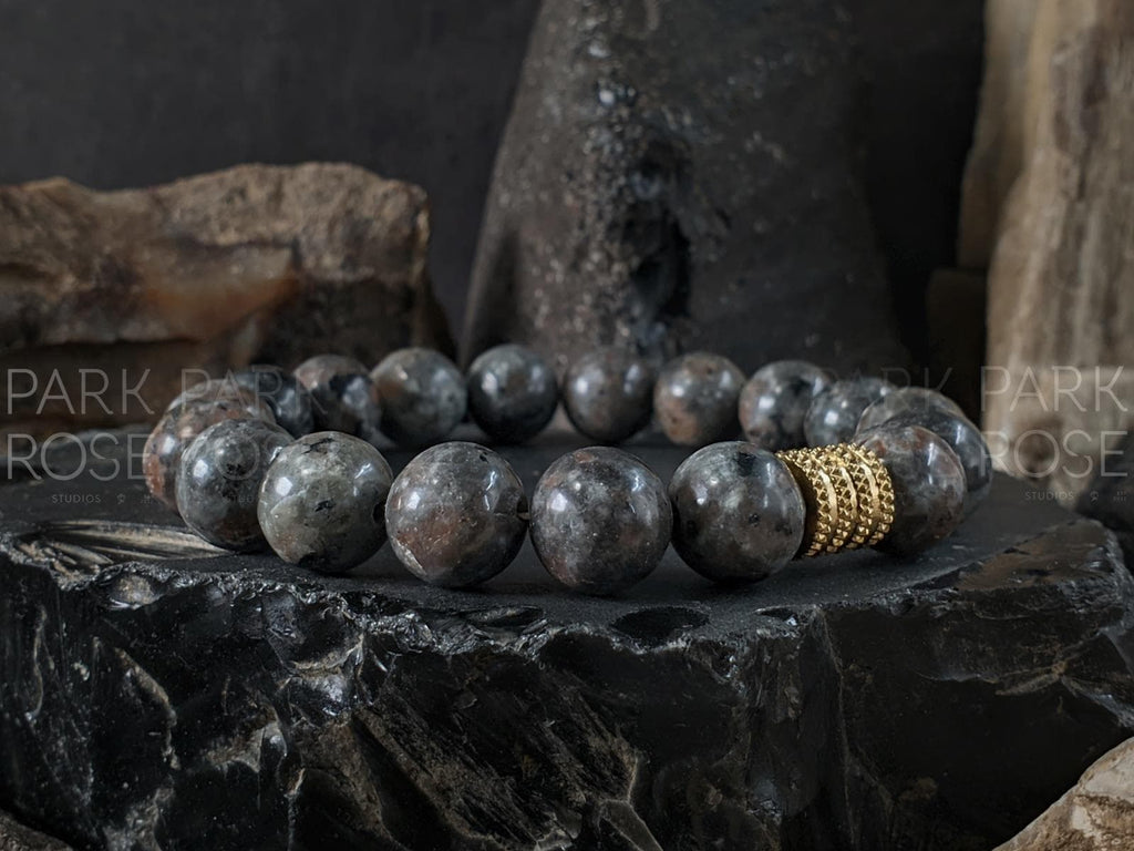 Natural Fluorescent Syenite Rock (Glows under UV Light) Bracelet: (8/10mm)