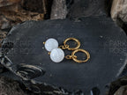 Sri Lanka Moonstone Hoop Earrings: Stainless Steel 12 Gauge Huggie Hoop (10mm)