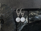 Sri Lanka Moonstone Hoop Earrings: Stainless Steel 12 Gauge Huggie Hoop (10mm)