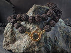 Natural Nepal Rudraksha Seed Prayer Bead Necklace: Buddha or Ohm (12mm)