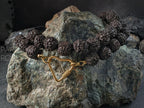 Natural Nepal Rudraksha Seed Prayer Bead Necklace: Buddha or Ohm (12mm)