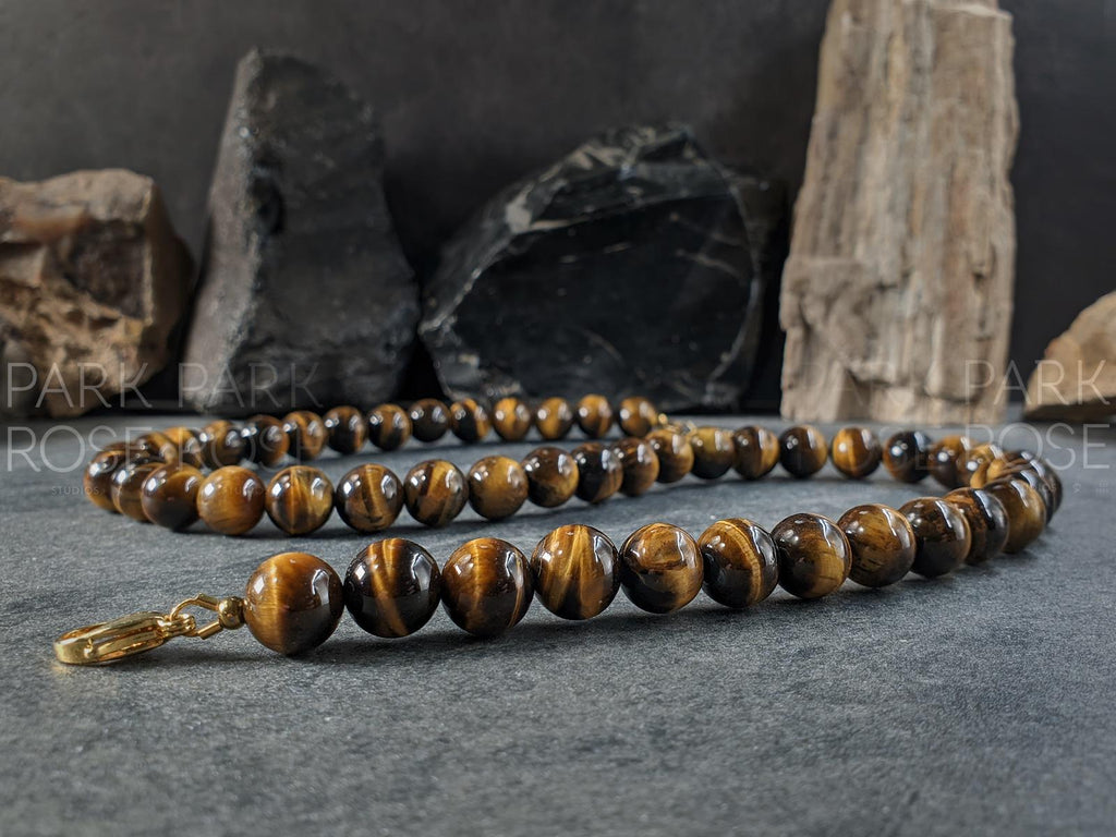 Natural Undyed South Africa Tiger's Eye Necklace (6/8/10/12mm)