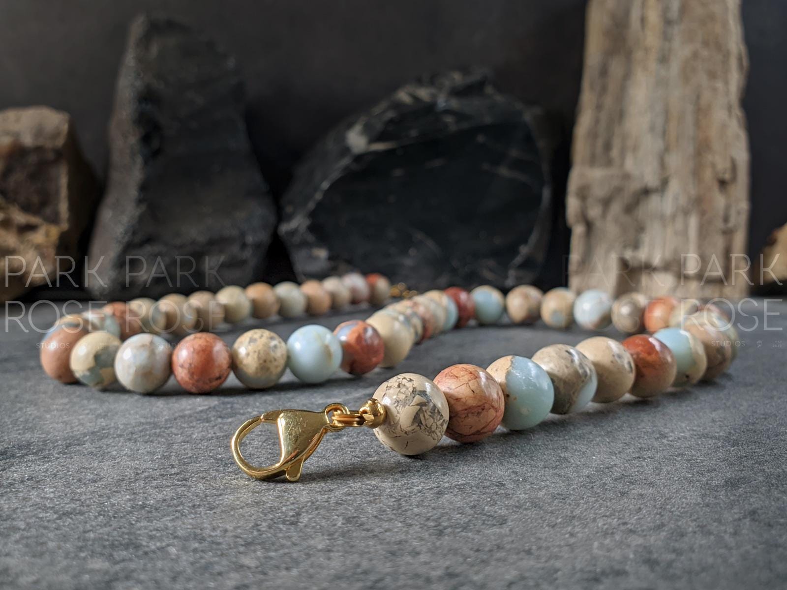 Natural Untreated Aqua Terra Jasper Necklace (10mm)
