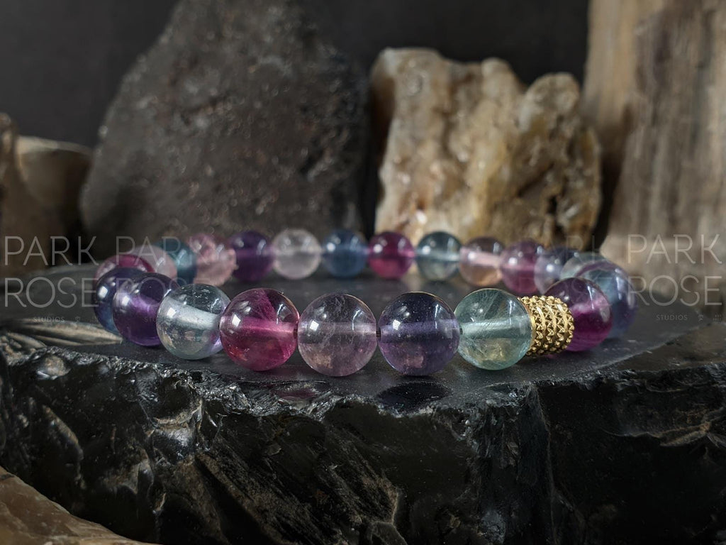 Natural Untreated Mongolia Rainbow Fluorite Bracelet (6mm)