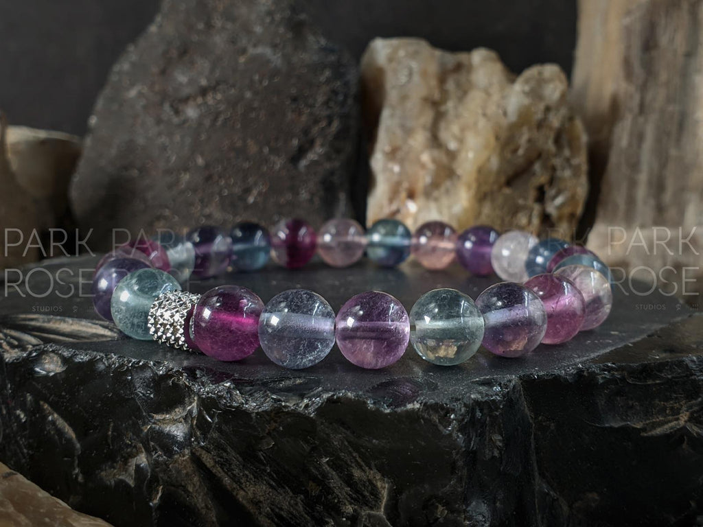 Natural Untreated Mongolia Rainbow Fluorite Bracelet (6mm)
