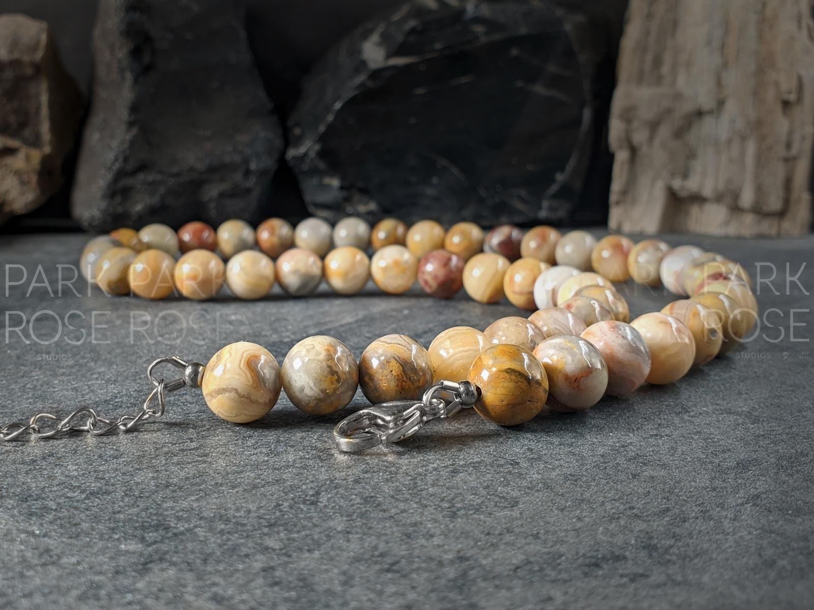 Natural Crazy Lace Agate Necklace (10mm)