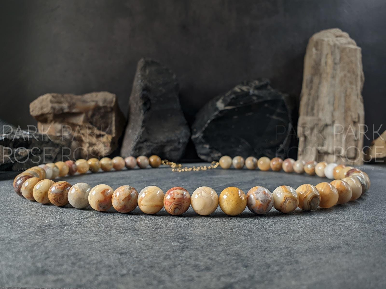 Natural Crazy Lace Agate Necklace (10mm)