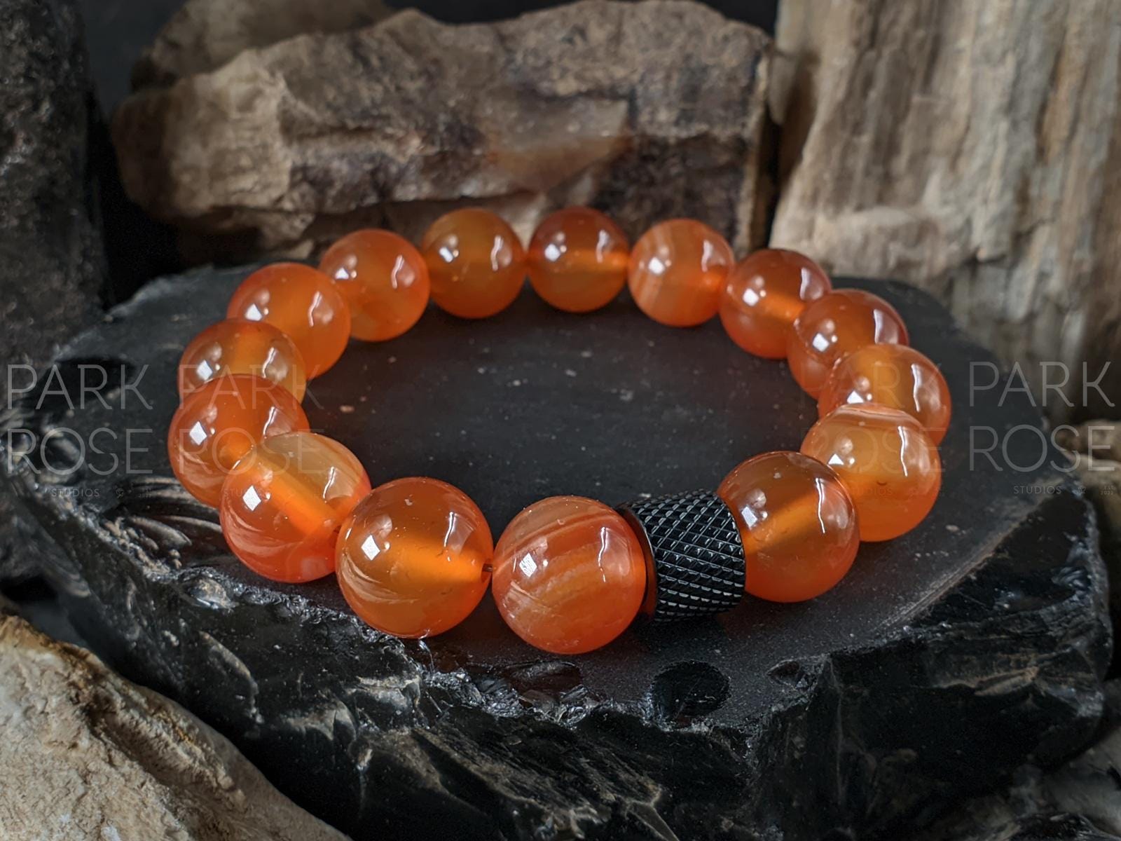 AAA Untreated Natural Brazil Carnelian Bracelet (12mm)