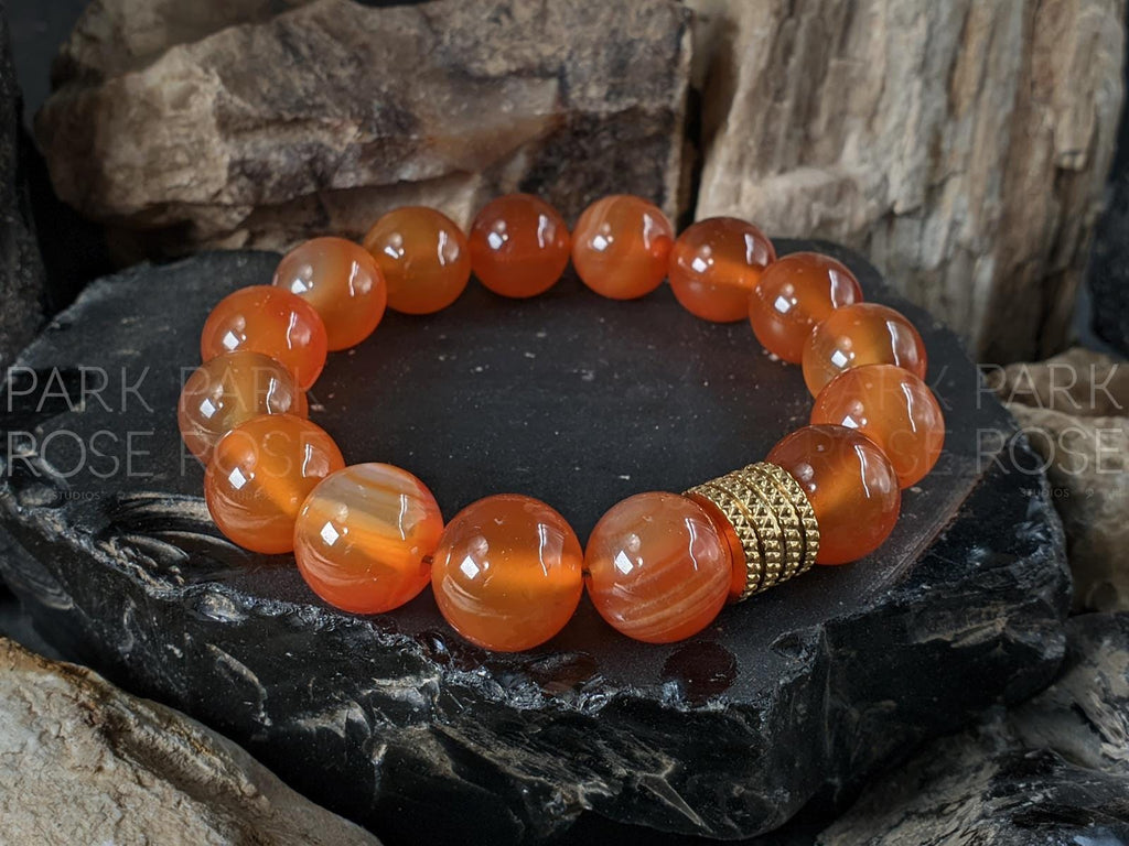 AAA Untreated Natural Brazil Carnelian Bracelet (12mm)