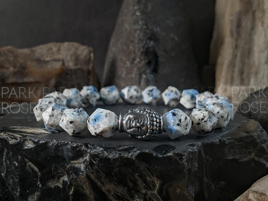 Natural Undyed Faceted South Africa K2 Stone/Raindrop Azurite Bracelet (9mm)