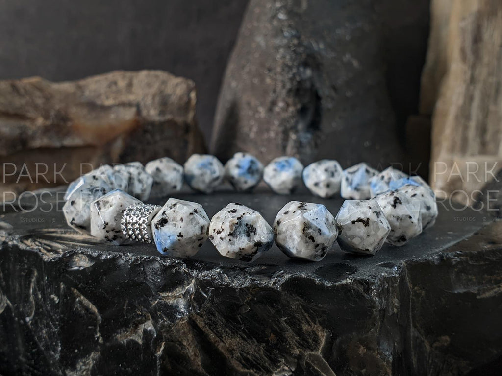Natural Undyed Faceted South Africa K2 Stone/Raindrop Azurite Bracelet (9mm)