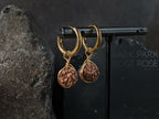 Natural Nepal Rudraksha Copper Wire Wrapped Hoop Earrings