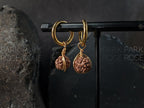 Natural Nepal Rudraksha Copper Wire Wrapped Hoop Earrings