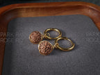 Natural Nepal Rudraksha Copper Wire Wrapped Hoop Earrings