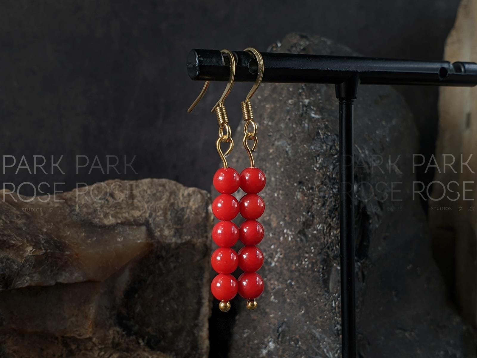 Pink or Red Coral Earrings (4mm)