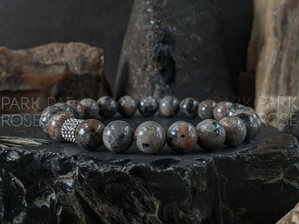 Natural Fluorescent Syenite Rock (Glows under UV Light) Bracelet: (8/10mm)
