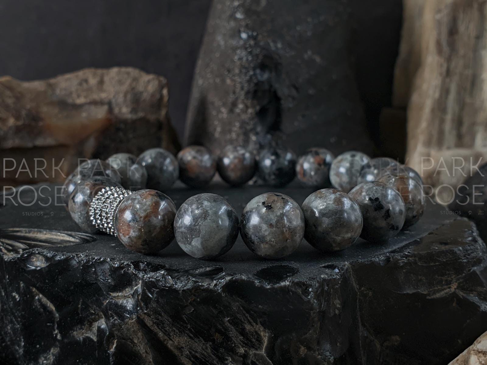 Natural Fluorescent Syenite Rock (Glows under UV Light) Bracelet: (8/10mm)