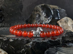 999 Silver Year of the Fire Horse Bracelet: Red Carnelian, Jade, Amethyst, Quartz, Tourmaline (6mm)