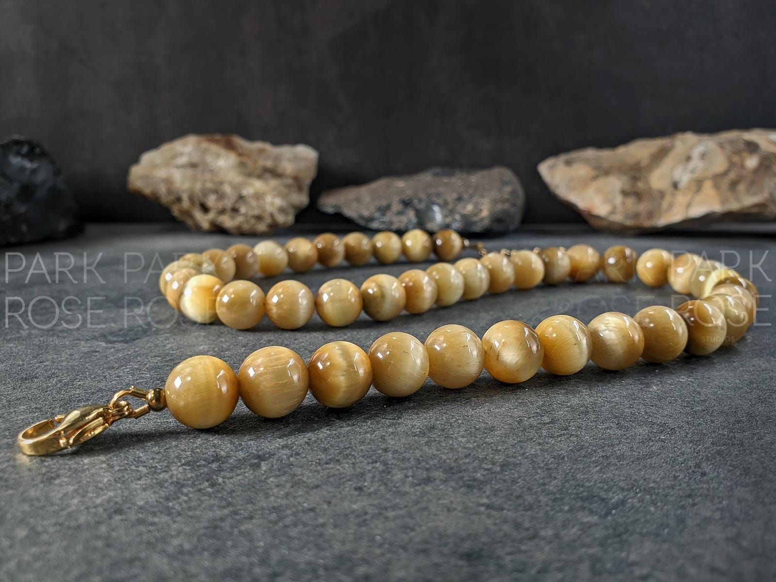 Natural South Africa Golden Tiger's Eye Beaded Necklace (10mm)