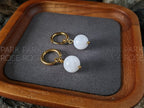 Sri Lanka Moonstone Hoop Earrings: Stainless Steel 12 Gauge Huggie Hoop (10mm)