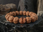 Natural Nepal Rudraksha Mala Prayer Bead Bracelet (12mm)