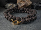 Natural Nepal Rudraksha Seed Prayer Bead Necklace: Buddha or Ohm (12mm)