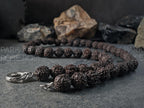 Natural Nepal Rudraksha Seed Prayer Bead Necklace: Buddha or Ohm (12mm)