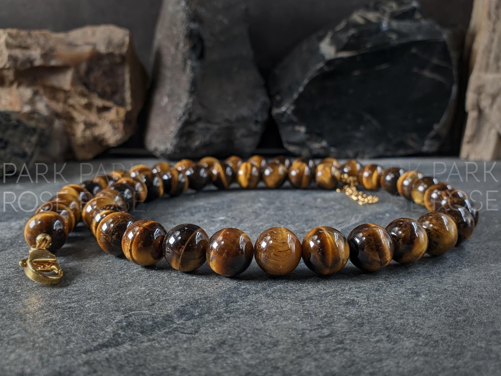 Natural Undyed South Africa Tiger's Eye Necklace (6/8/10/12mm)