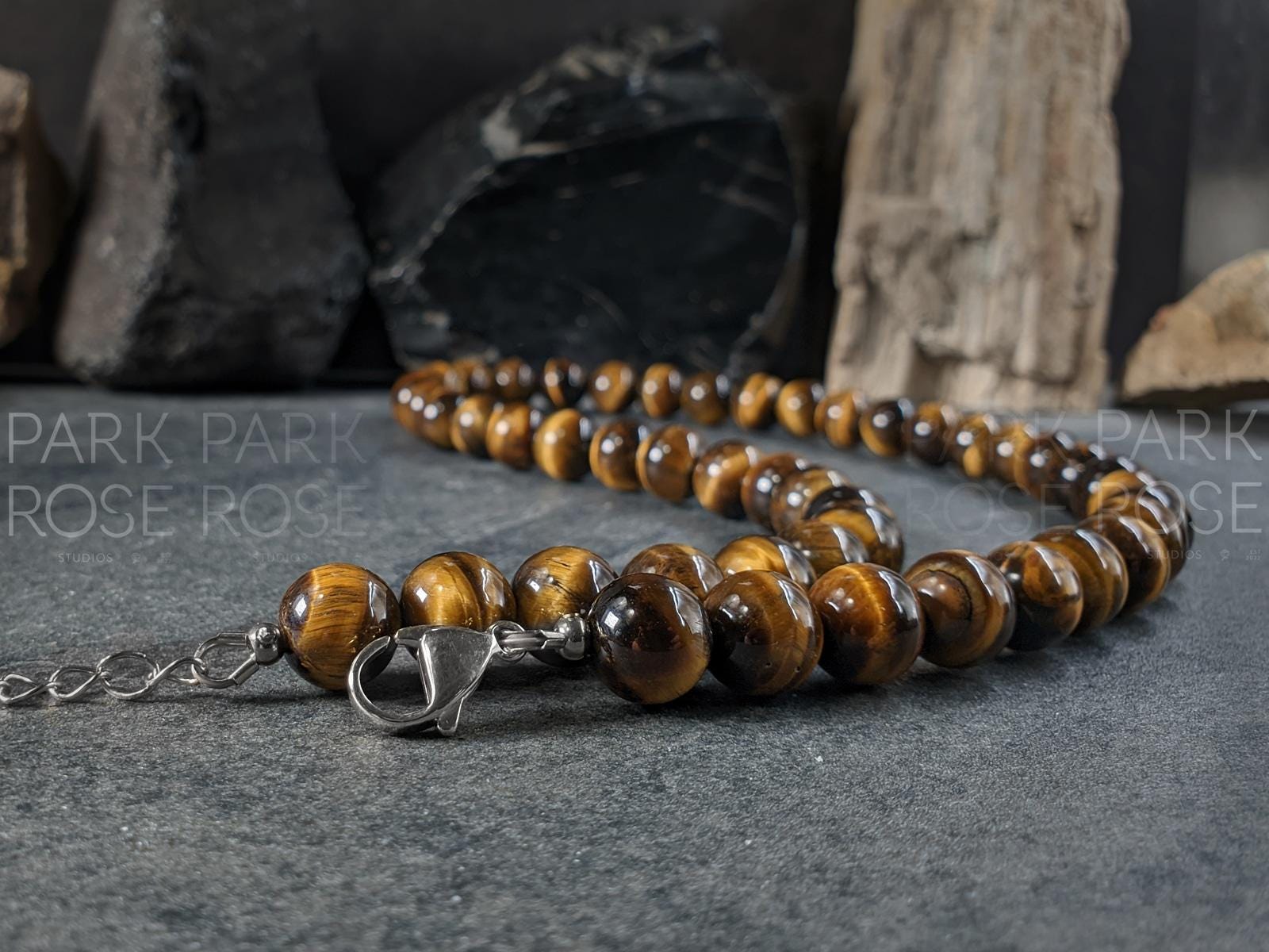 Natural Undyed South Africa Tiger's Eye Necklace (6/8/10/12mm)