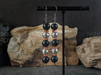 Natural Shungite, 925 Sterling Silver and Copper Drop Earrings