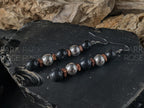 Natural Shungite, 925 Sterling Silver and Copper Drop Earrings