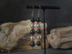 Natural Shungite, 925 Sterling Silver and Copper Drop Earrings