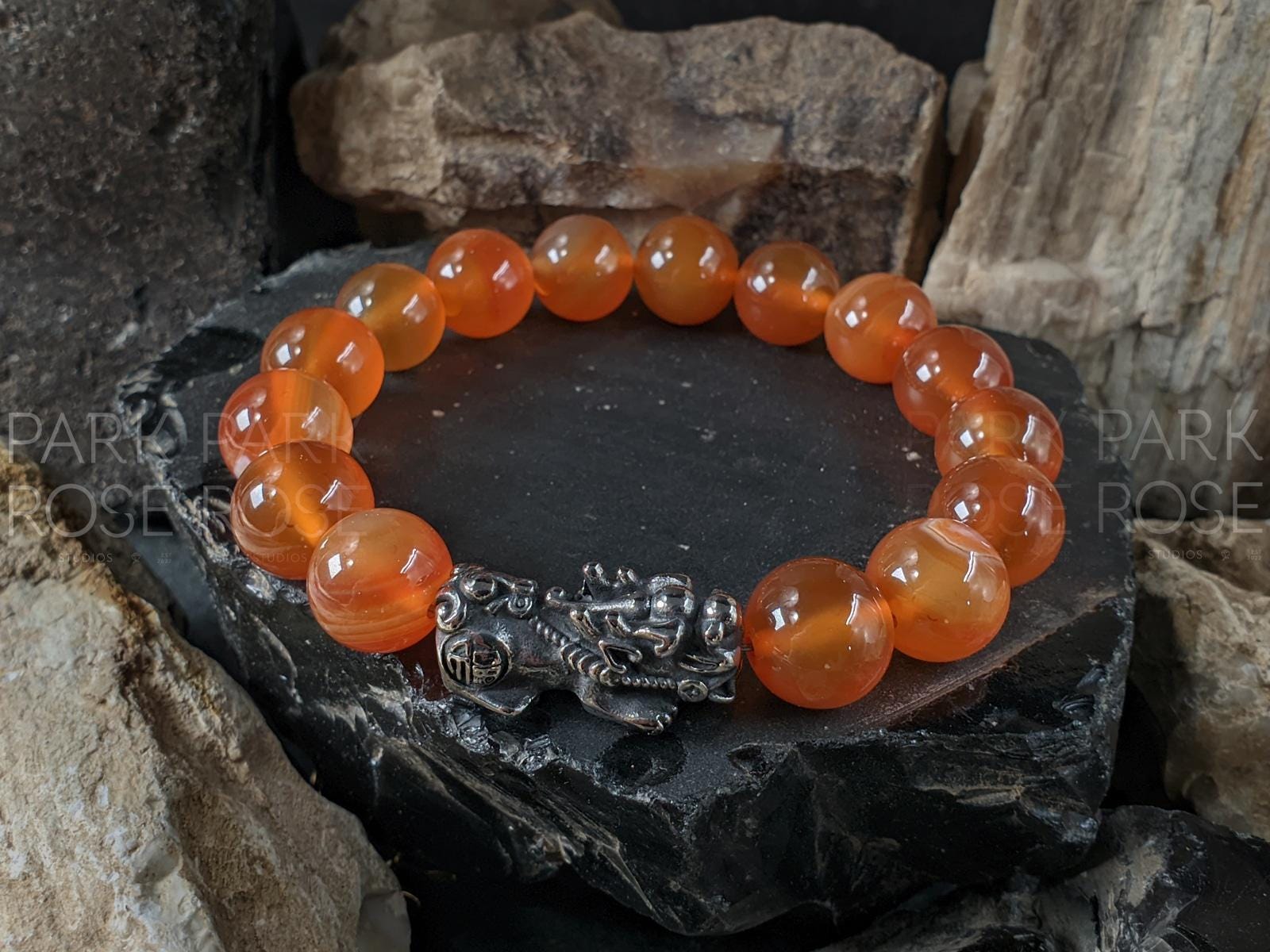 AAA Natural Brazil Carnelian Pixiu Bracelet (12mm)