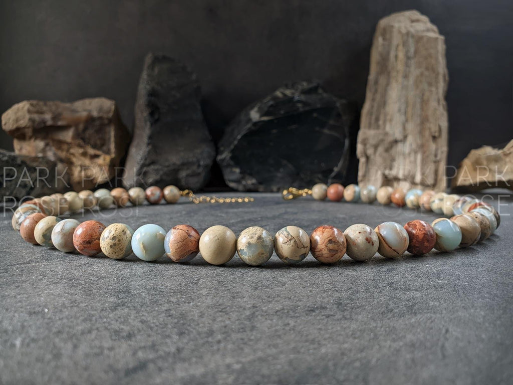 Natural Untreated Aqua Terra Jasper Necklace (10mm)