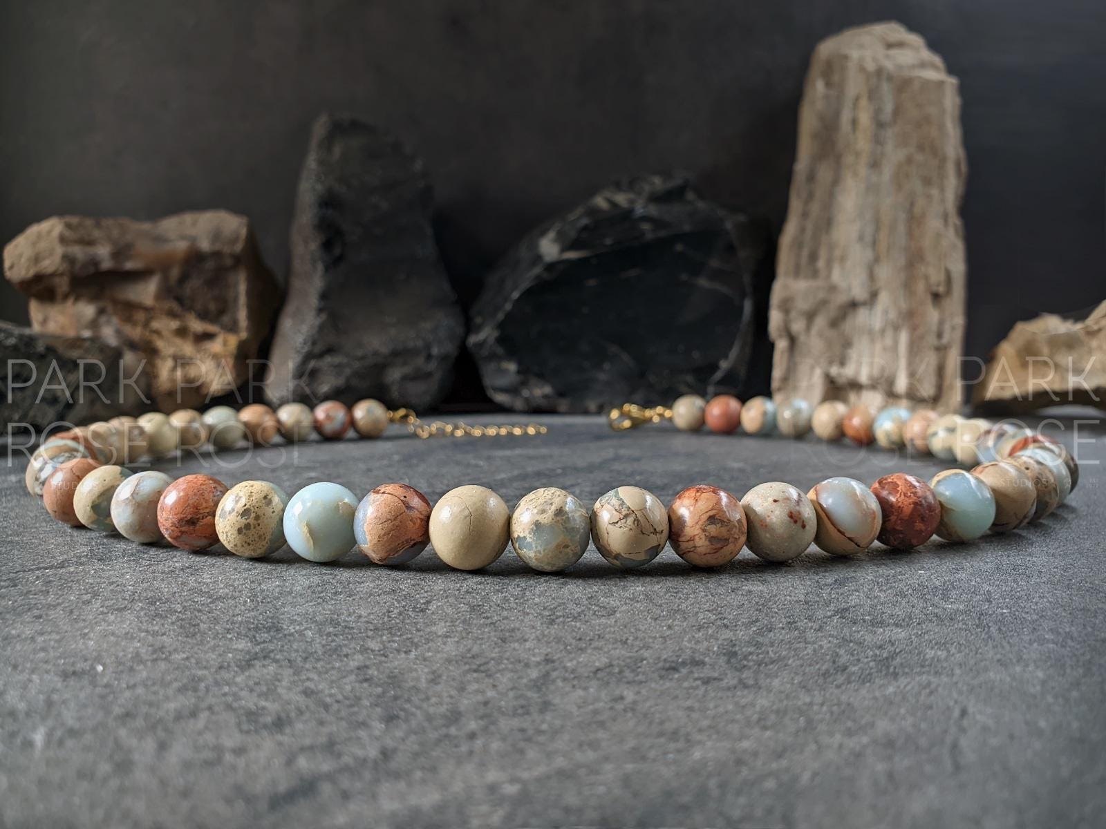 Natural Untreated Aqua Terra Jasper Necklace (10mm)