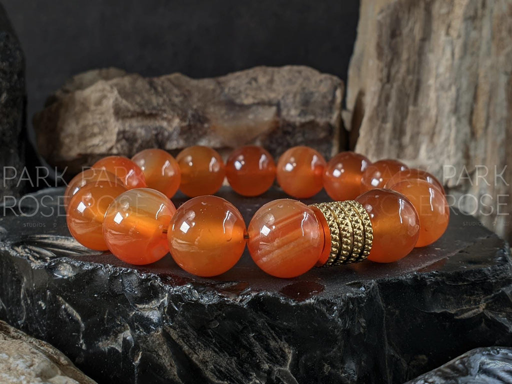 AAA Untreated Natural Brazil Carnelian Bracelet (12mm)