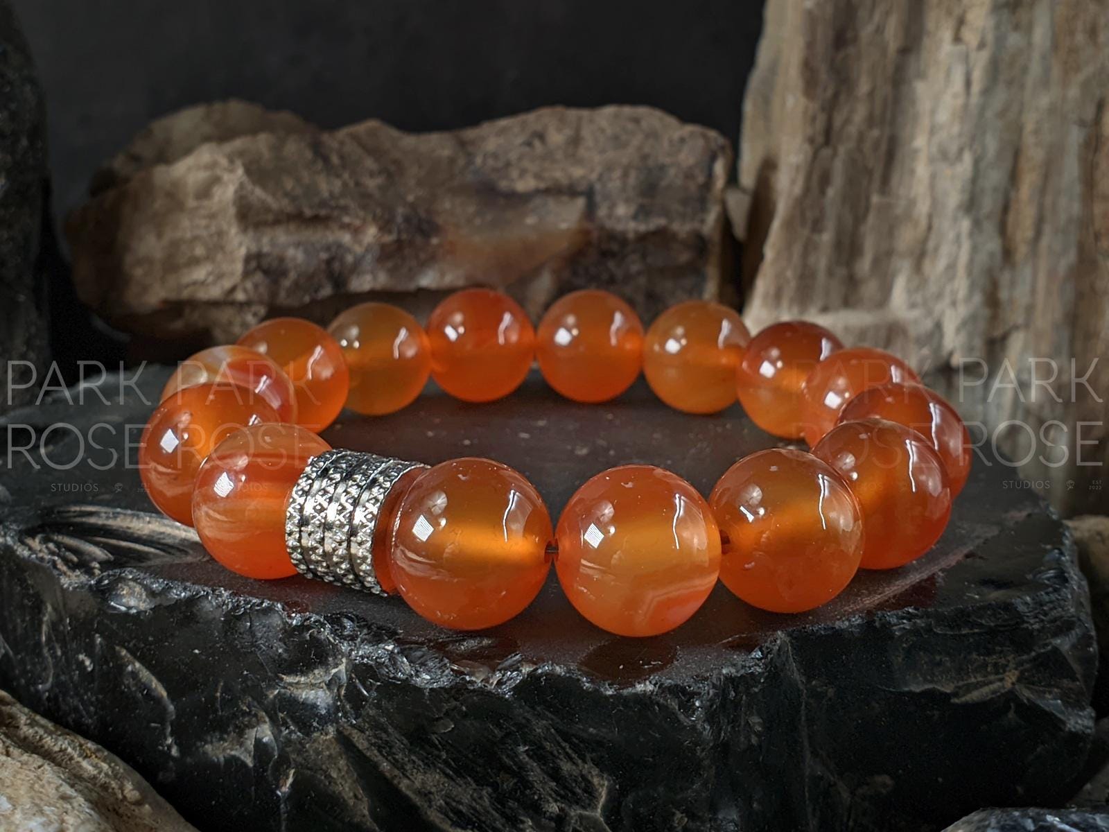 AAA Untreated Natural Brazil Carnelian Bracelet (12mm)