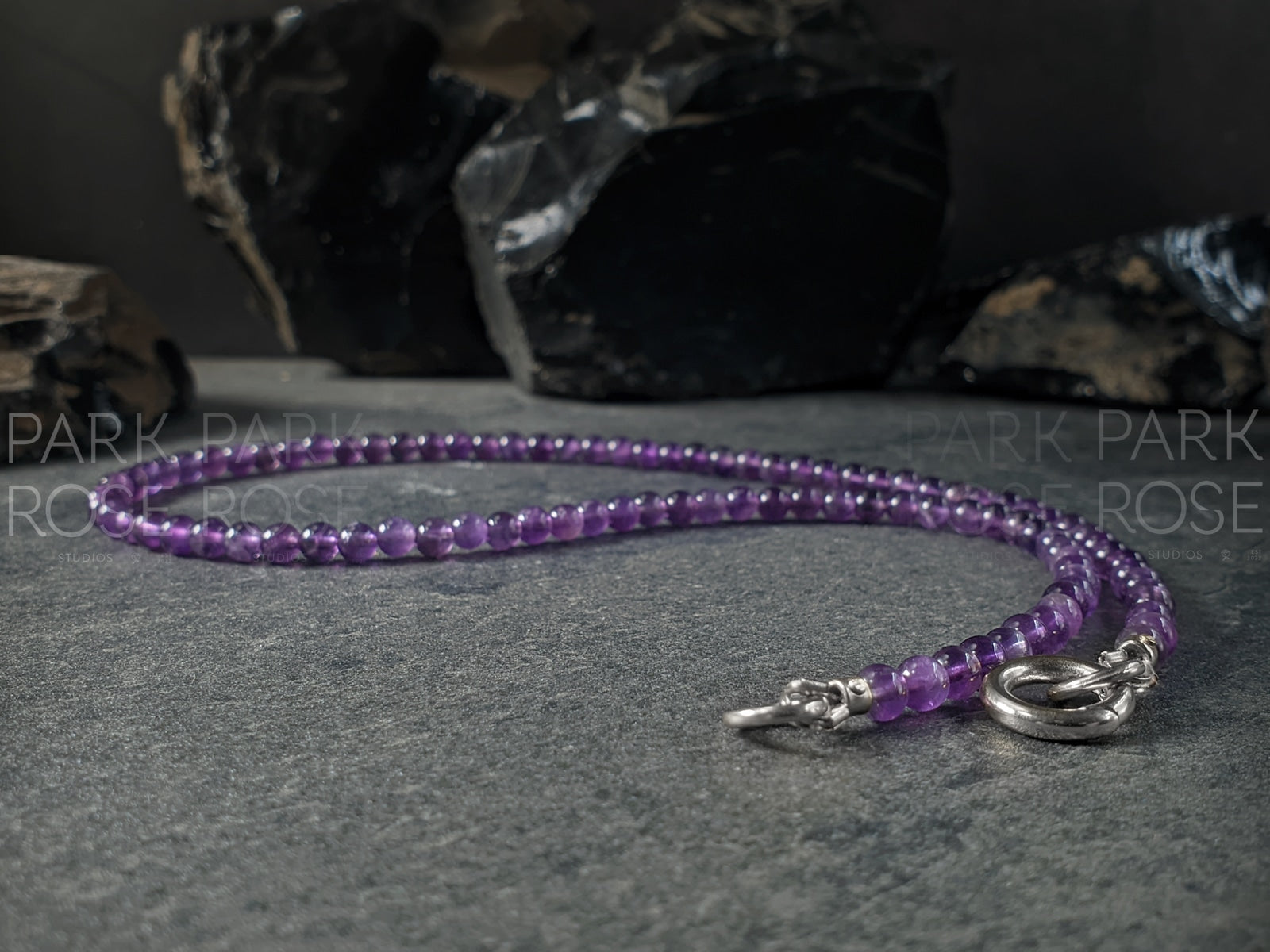 Dainty Brazil Amethyst Necklace: Baroque Pearl Pendant (4mm)