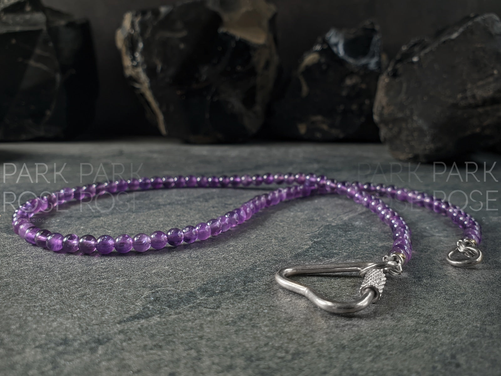 Dainty Brazil Amethyst Necklace: Baroque Pearl Pendant (4mm)