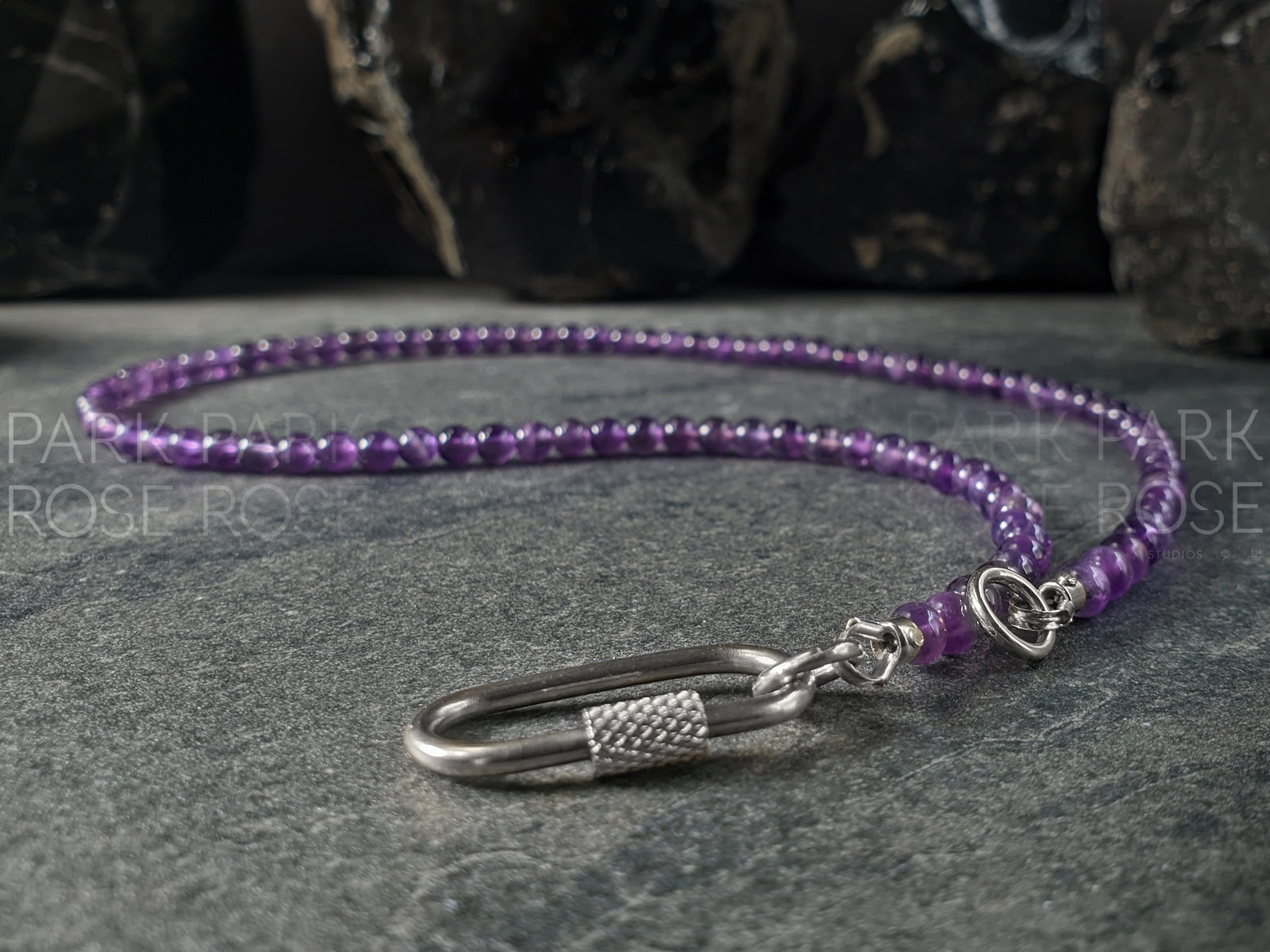 Dainty Brazil Amethyst Necklace: Baroque Pearl Pendant (4mm)