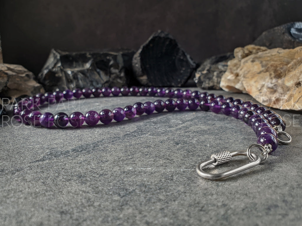 Brazil Dark Amethyst Carabiner Necklace